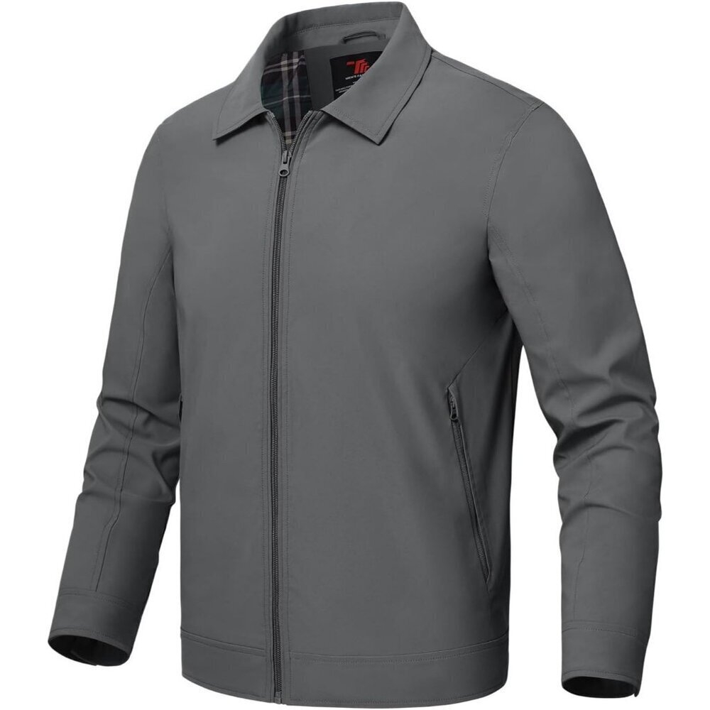 Men's Stylish Jackets Lightweight 01 Dark Gray Coat Front Closure Zip Pockets
